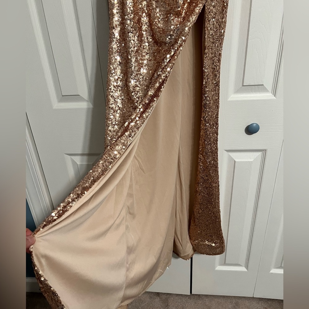 NEW!! Sparkly Gorgeous Strapless Long Mermaid Beaded Prom Dress With Split - Picture 4 of 5